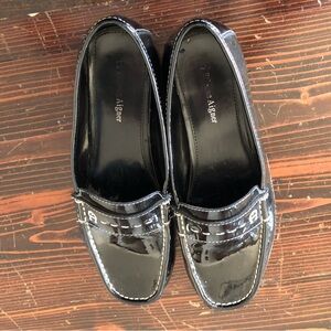 Black Slip-On Loafers with Durable Sole and Adjustable Etienne Aigner